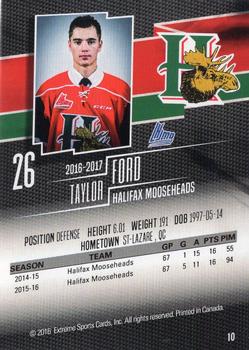 2016-17 Halifax Mooseheads (QMJHL) #10 Taylor Ford Back