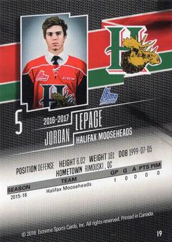 2016-17 Halifax Mooseheads (QMJHL) #19 Jordan Lepage Back