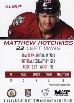 2016-17 Guelph Storm (OHL) Series 1 #NNO Matthew Hotchkiss Back