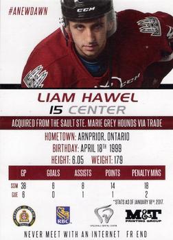 2016-17 Guelph Storm (OHL) Series 2 #NNO Liam Hawel Back