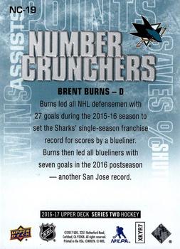 2016-17 Upper Deck - Number Crunchers #NC-19 Brent Burns Back