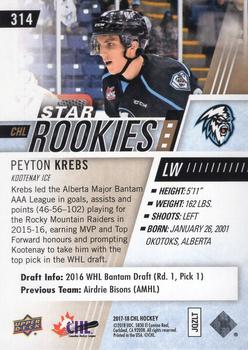 2017-18 Upper Deck CHL - UD Exclusives #314 Peyton Krebs Back