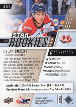 2017-18 Upper Deck CHL - UD Exclusives #331 Dylan Cozens Back