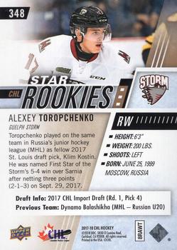 2017-18 Upper Deck CHL - UD Exclusives #348 Alexey Toropchenko Back