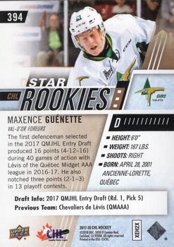 2017-18 Upper Deck CHL - UD Exclusives #394 Maxence Guenette Back