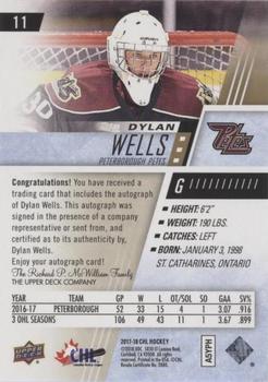 2017-18 Upper Deck CHL - Autographs #11 Dylan Wells Back