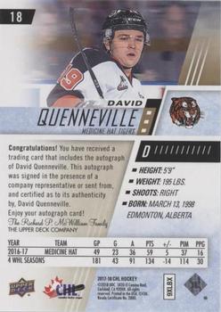 2017-18 Upper Deck CHL - Autographs #18 David Quenneville Back