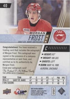 2017-18 Upper Deck CHL - Autographs #40 Morgan Frost Back
