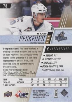 2017-18 Upper Deck CHL - Autographs #78 Ryan Peckford Back