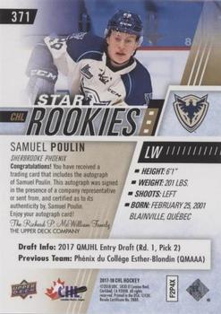 2017-18 Upper Deck CHL - Autographs #371 Samuel Poulin Back