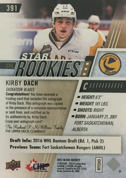 2017-18 Upper Deck CHL - Autographs #391 Kirby Dach Back
