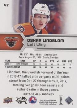 2017-18 Upper Deck AHL - Silver Foil #47 Oskar Lindblom Back