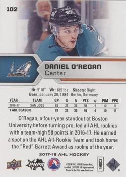 2017-18 Upper Deck AHL - Silver Foil #102 Daniel O'Regan Back