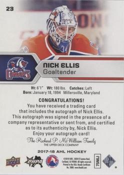 2017-18 Upper Deck AHL - Autographs #23 Nick Ellis Back