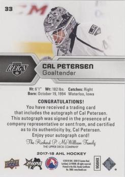 2017-18 Upper Deck AHL - Autographs #33 Cal Petersen Back