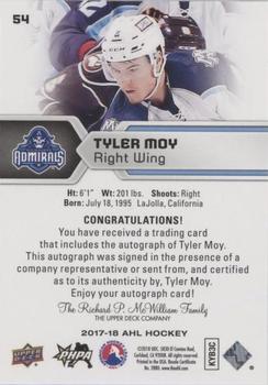 2017-18 Upper Deck AHL - Autographs #54 Tyler Moy Back