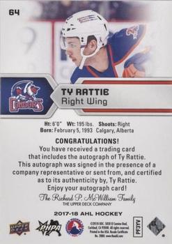 2017-18 Upper Deck AHL - Autographs #64 Ty Rattie Back