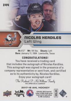 2017-18 Upper Deck AHL - Autographs #144 Nicolas Kerdiles Back