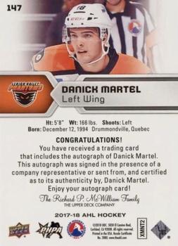 2017-18 Upper Deck AHL - Autographs #147 Danick Martel Back