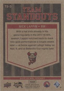 2017-18 Upper Deck AHL - AHL Team Standouts #TS-3 Nick Lappin Back