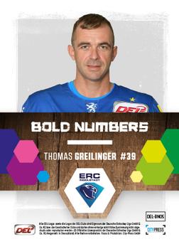 2017-18 Playercards (DEL) - Bold Numbers #DEL-BN05 Thomas Greilinger Back