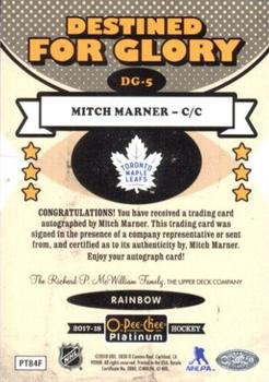 2017-18 O-Pee-Chee Platinum - Destined for Glory Rainbow Autograph #DG-5 Mitch Marner Back