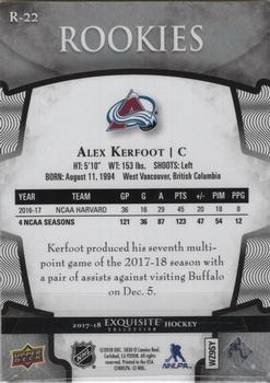 2017-18 Upper Deck Ice - Exquisite Collection - Rookies #R-22 Alex Kerfoot Back