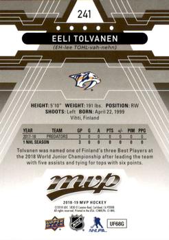 2018-19 Upper Deck MVP #241 Eeli Tolvanen Back