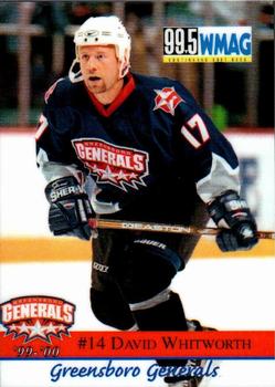 1999-00 Roox Greensboro Generals (ECHL) #5 David Whitworth Front