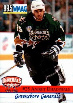 1999-00 Roox Greensboro Generals (ECHL) #13 Aniket Dhadphale Front
