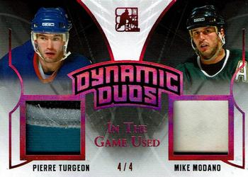 2017-18 Leaf In The Game Used - Dynamic Duos Prime Magenta #DDP-04 Pierre Turgeon / Mike Modano Front