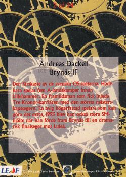 1994-95 Leaf Elit Set (Swedish) - Gold #2 Andreas Dackell Back