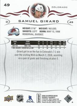 2018-19 Upper Deck #49 Samuel Girard Back