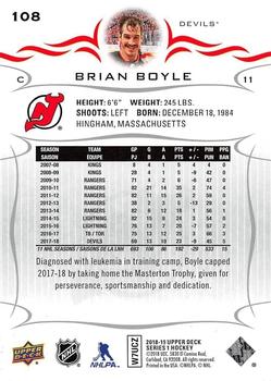 2018-19 Upper Deck #108 Brian Boyle Back