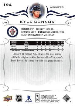 2018-19 Upper Deck #194 Kyle Connor Back