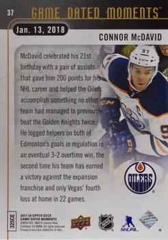 2017-18 Upper Deck Game Dated Moments #37 Connor McDavid Back
