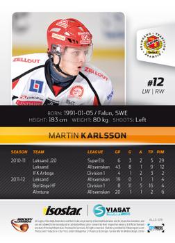 2012-13 HockeyAllsvenskan #ALLS-019 Martin Karlsson Back
