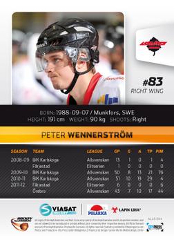 2012-13 HockeyAllsvenskan #ALLS-044 Peter Wennerstrom Back