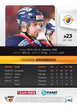 2012-13 HockeyAllsvenskan #ALLS-078 Fredrik Bremberg Back