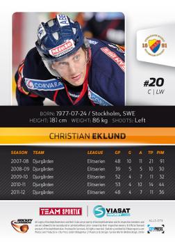 2012-13 HockeyAllsvenskan #ALLS-079 Christian Eklund Back