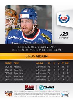 2012-13 HockeyAllsvenskan #ALLS-191 Linus Morin Back