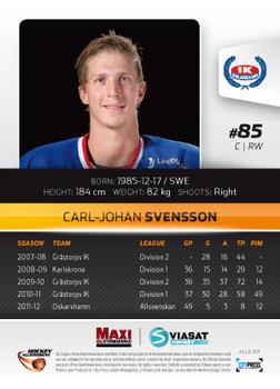 2012-13 HockeyAllsvenskan #ALLS-201 Carl-Johan Svensson Back