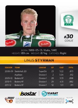 2012-13 HockeyAllsvenskan #ALLS-235 Linus Styrman Back