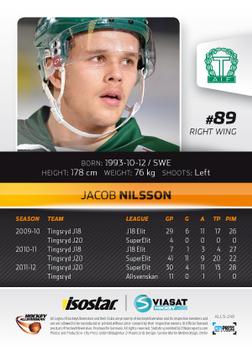 2012-13 HockeyAllsvenskan #ALLS-249 Jacob Nilsson Back