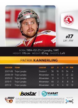 2012-13 HockeyAllsvenskan #ALLS-273 Patrik Kannerling Back