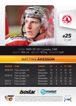 2012-13 HockeyAllsvenskan #ALLS-278 Mattias Akesson Back