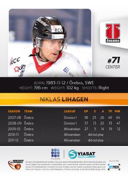 2012-13 HockeyAllsvenskan #ALLS-319 Niklas Lihagen Back