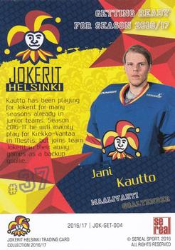 2016-17 Sereal Jokerit Helsinki - Getting Ready for Season #JOK-GET-004 Jani Kautto Back