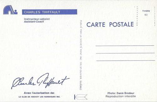 1981-82 Quebec Nordiques Postcards #NNO Charles Thiffault Back