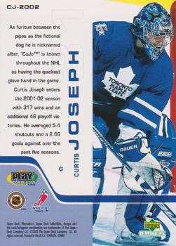 2001-02 Upper Deck Collectibles NHL PlayMakers #CJ-2002 Curtis Joseph Back